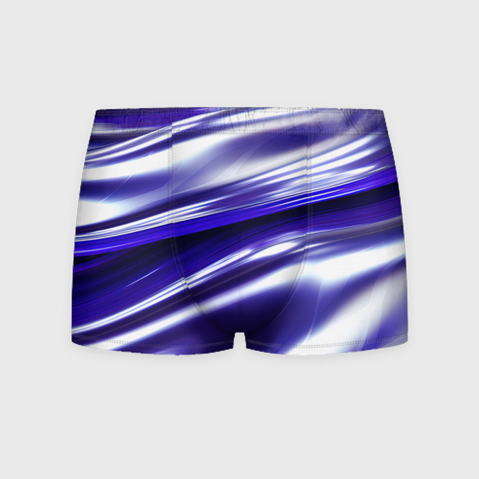 Мужские трусы 3D Белая синяя абстракция волнами фото