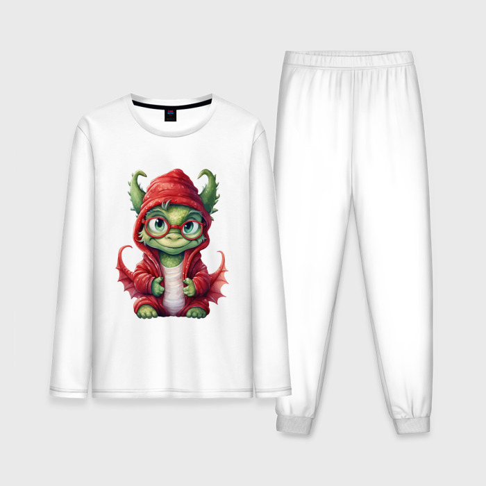 Мужская пижама с лонгсливом хлопок Дракончик в капюшоне фото