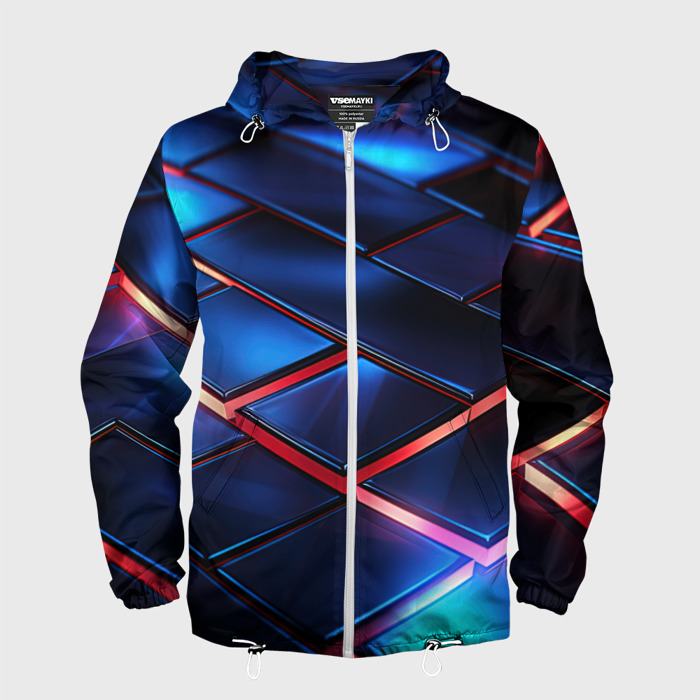 Мужская ветровка 3D Синие  абстрактные  плиты фото