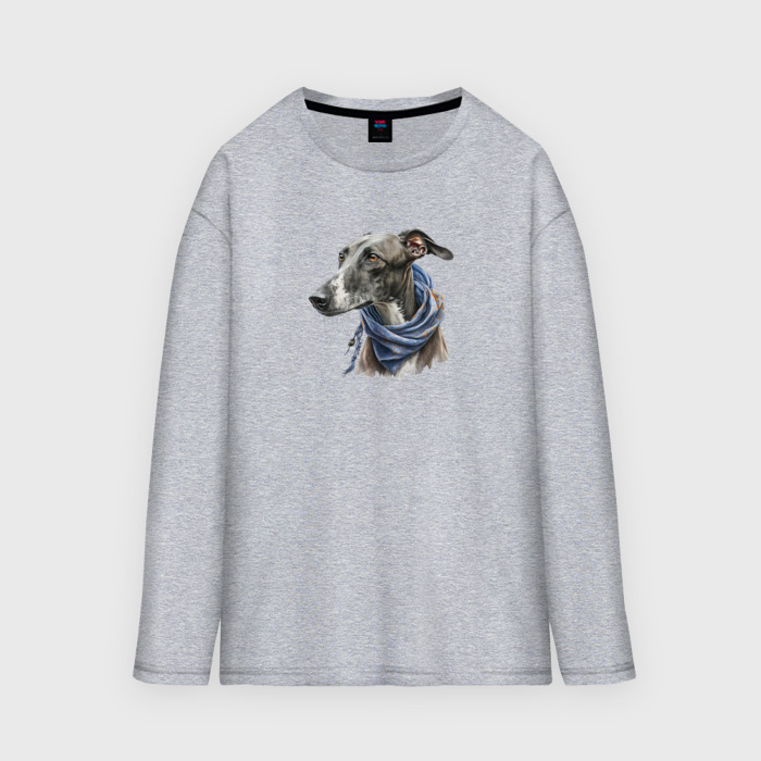 Мужской лонгслив oversize хлопок Грейхаунд с шейным платком фото