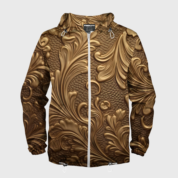 Мужская ветровка 3D Золотые   узоры абстракт фото