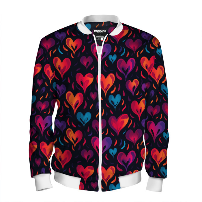 Мужской бомбер 3D Паттерн с сердцами фото