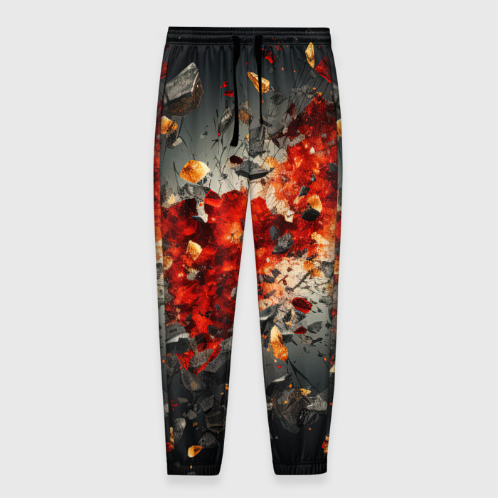Мужские брюки 3D Желтые и черные осколки после взрыва фото