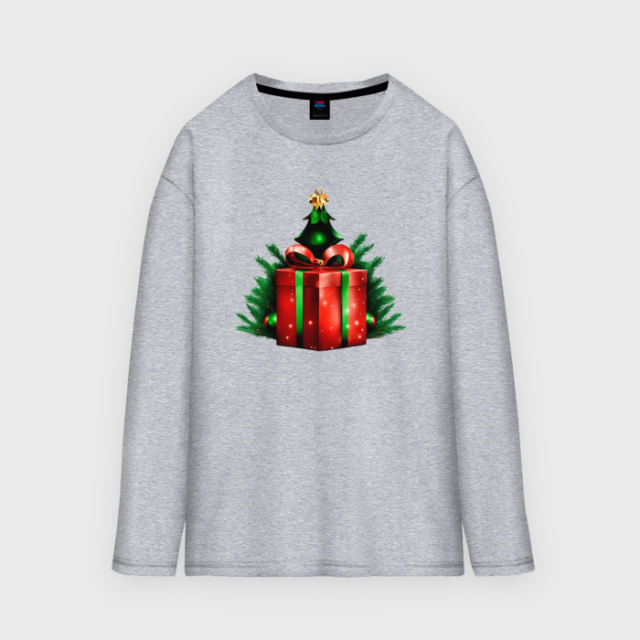 Мужской лонгслив oversize хлопок Рождественский подарок фото