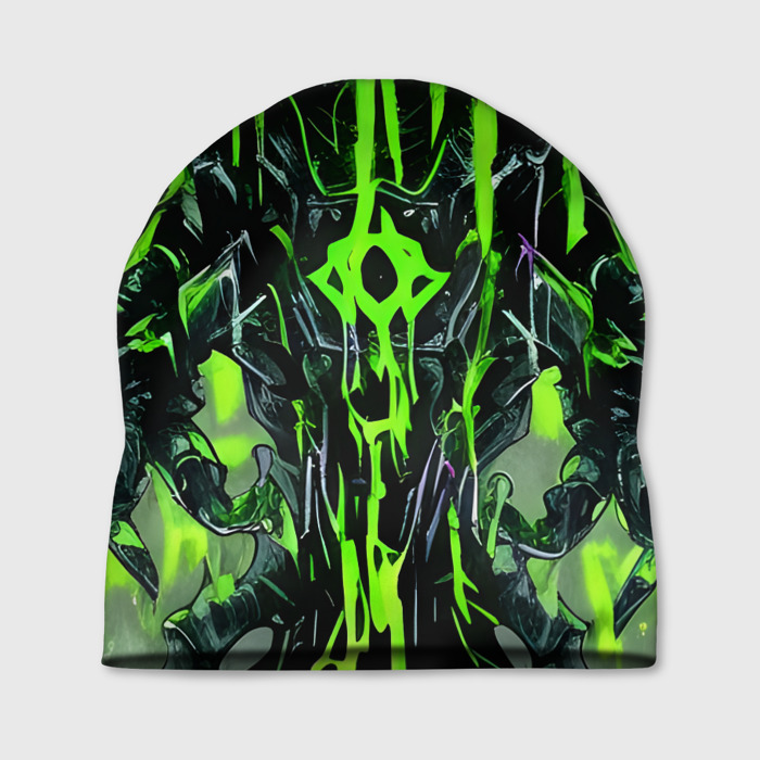 Шапка 3D Зелёные линии на субстанции фото