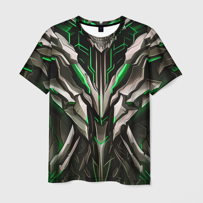 Мужская футболка 3D Зелёная кибер броня модерн фото