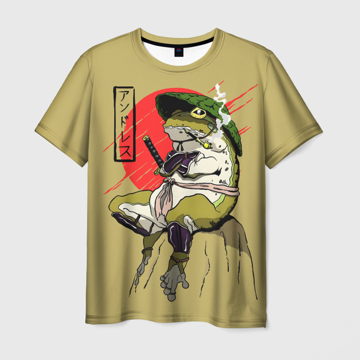 Мужская футболка 3D Жаба самурай фото