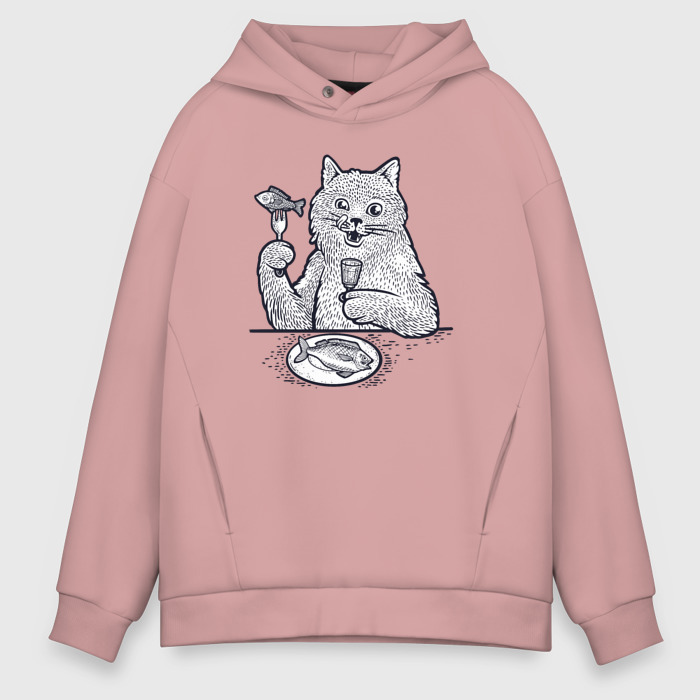 Мужское худи Oversize хлопок Кошачий обед фото