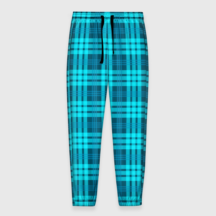 Мужские брюки 3D Шотландский неоновый голубой фото