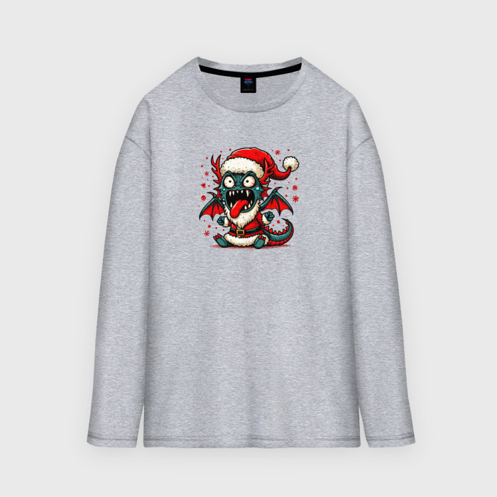 Мужской лонгслив oversize хлопок Чокнутый новогодний дракон фото