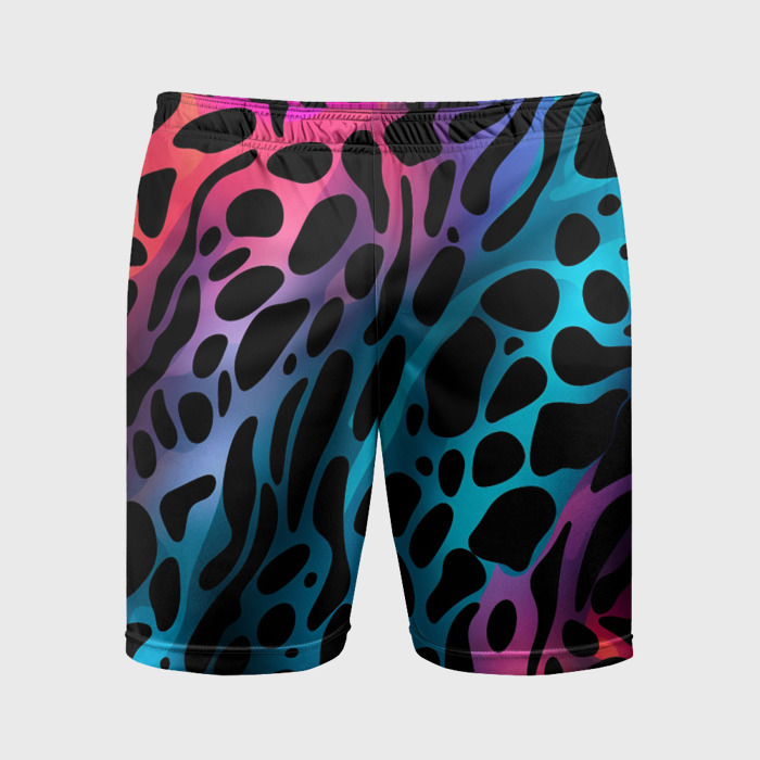 Мужские шорты спортивные Черные пятна на разноцветном фоне фото