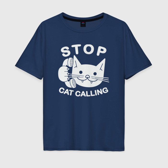 Мужская футболка хлопок Oversize Хватит звонить коту фото