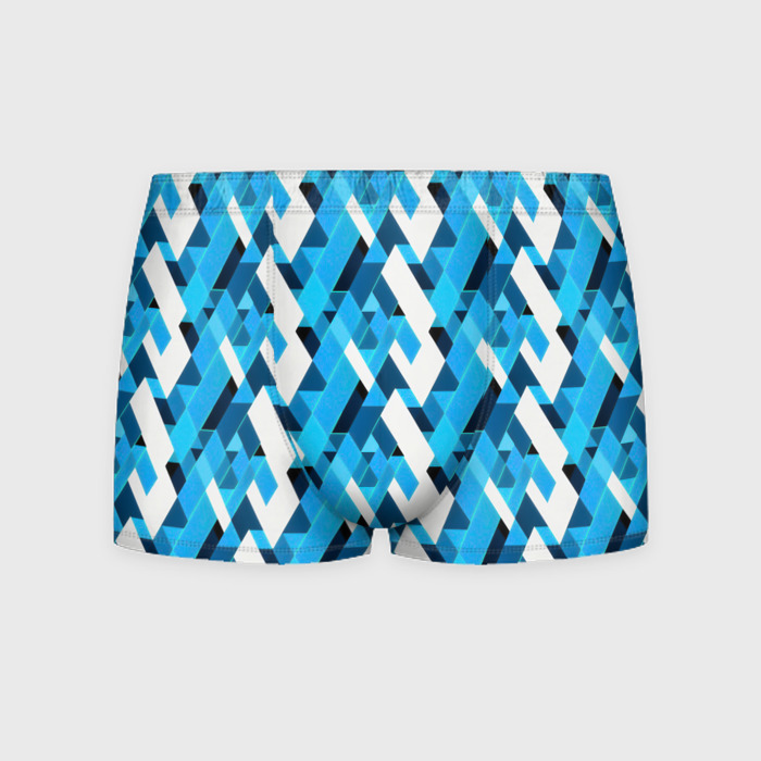 Мужские трусы 3D Синие и белые фигуры фото