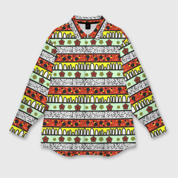 Мужская рубашка oversize 3D Полосатый разноцветный с рисунком фото
