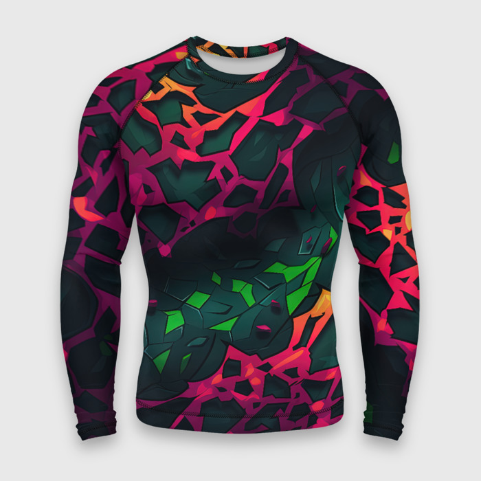 Мужской рашгард 3D Яркая абстракция в стиле камуфляжа фото