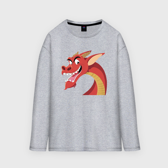 Мужской лонгслив oversize хлопок Мультяшный дракон фото