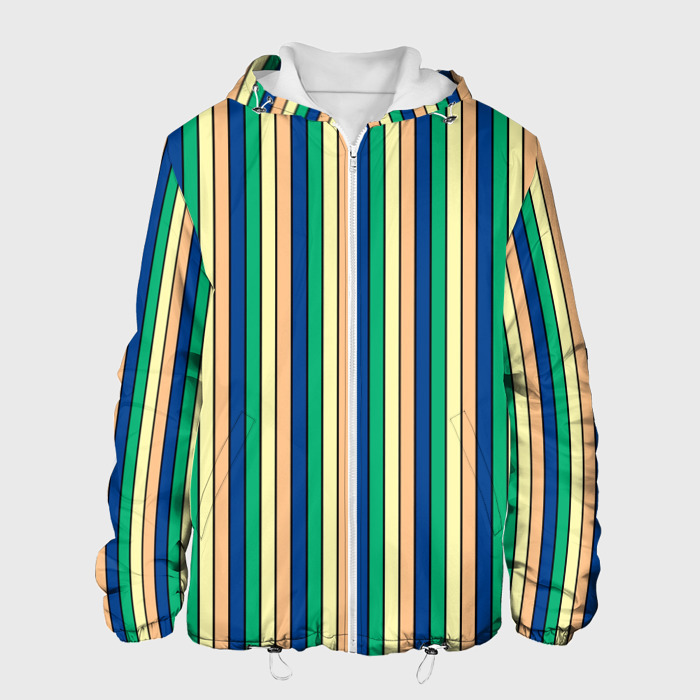 Мужская куртка 3D Полосатый жёлто зелёно синий фото