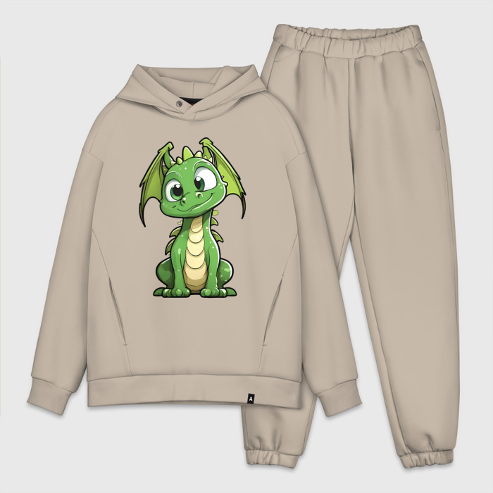 Мужской костюм oversize хлопок Маленький дракончик фото