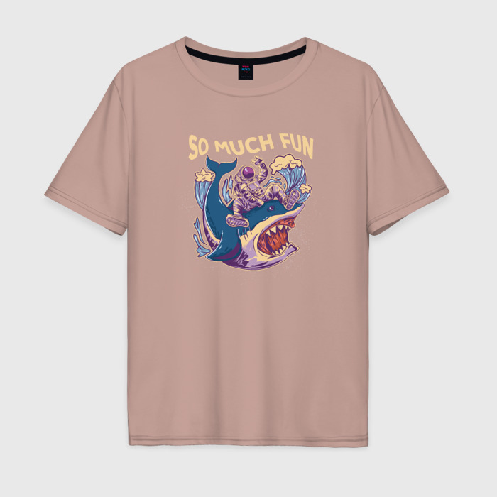 Мужская футболка хлопок Oversize Акула и космонавт фото