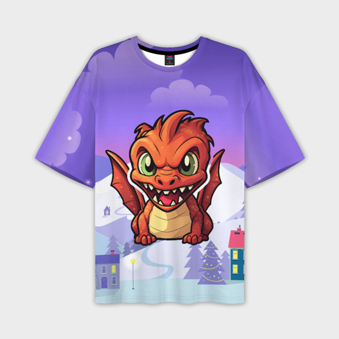 Мужская футболка oversize 3D Агрессивный дракон 2024 фото