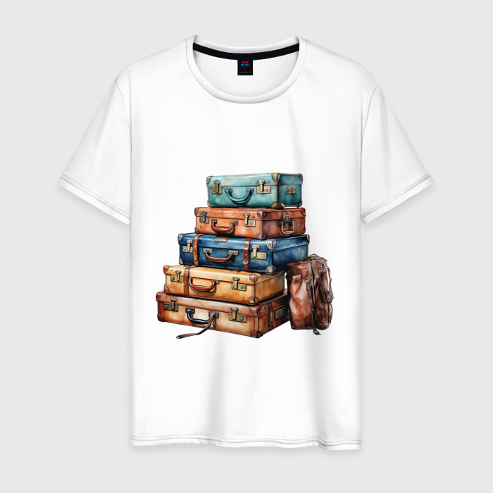 Мужская футболка хлопок Старые чемоданы фото