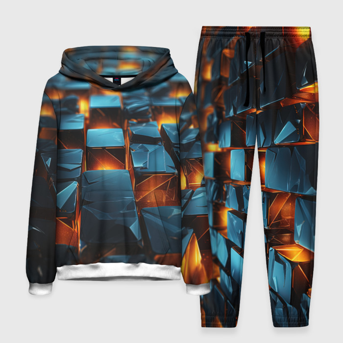 Мужской костюм с толстовкой 3D Темные плитки в лаве фото