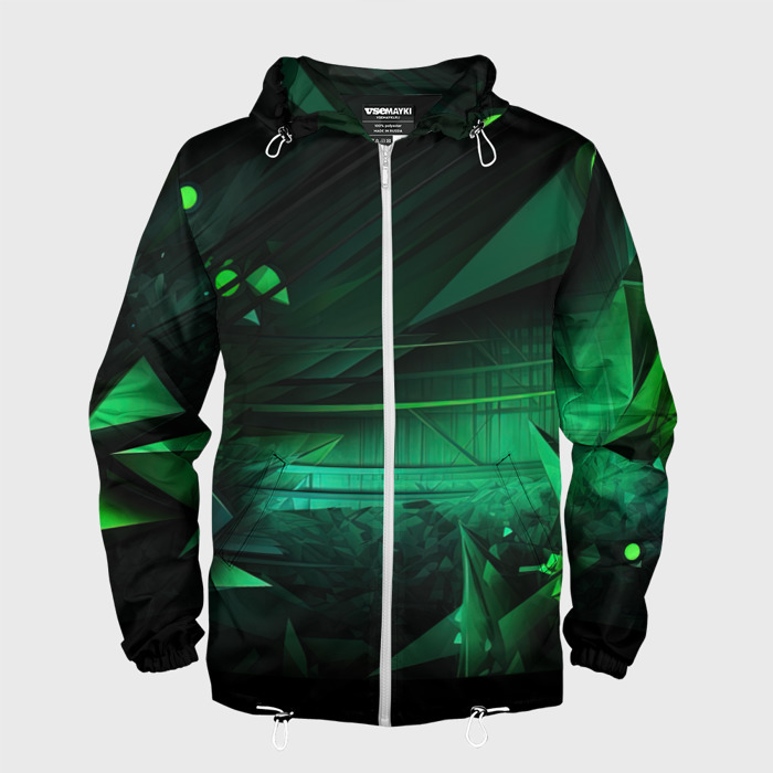 Мужская ветровка 3D Зеленый фон     абстракция фото