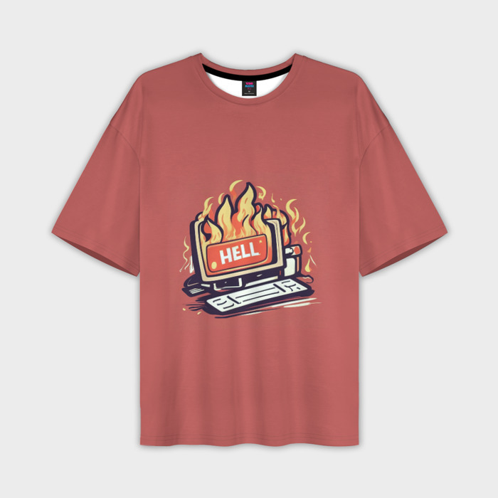 Мужская футболка oversize 3D Hell   адский компьютер фото