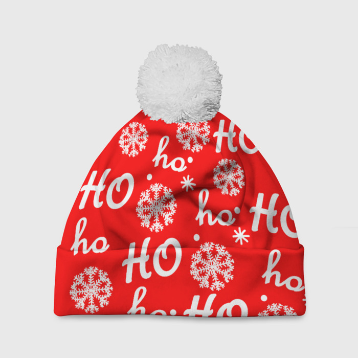 Шапка 3D c помпоном Падающие снежинки фото