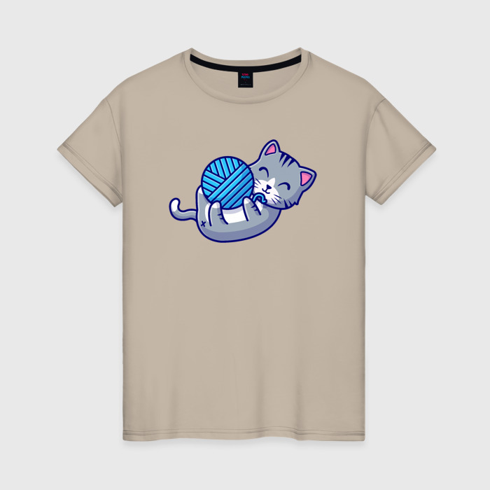 Женская футболка хлопок Игривый котик фото