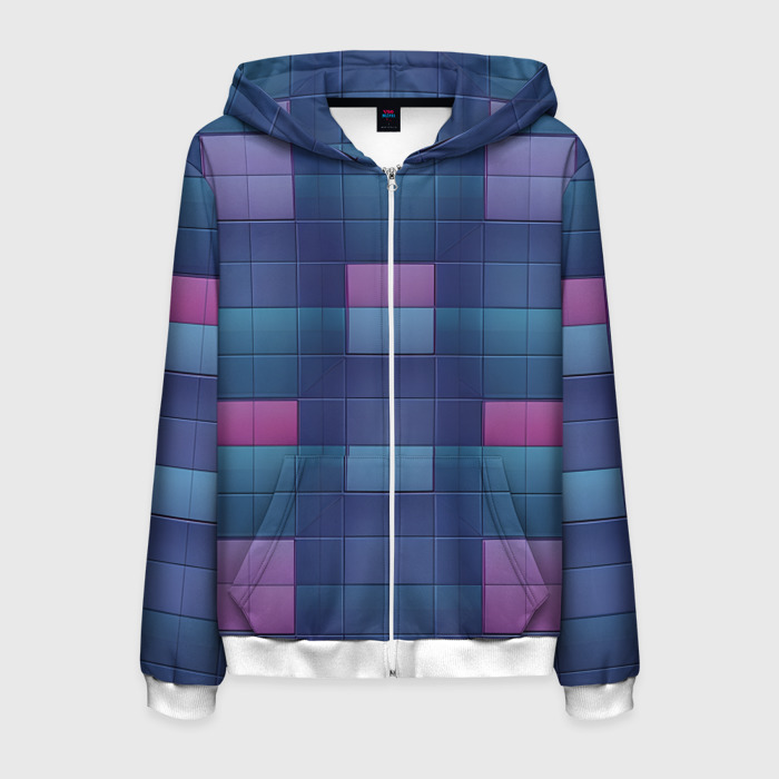 Мужская толстовка 3D на молнии Фиолетовые квадраты фото