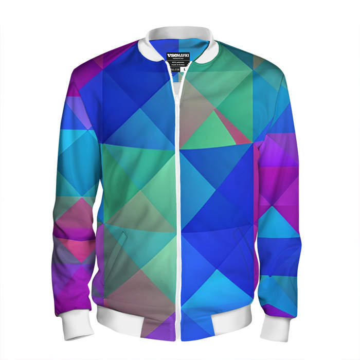 Мужской бомбер 3D Разноцветные фигуры фото