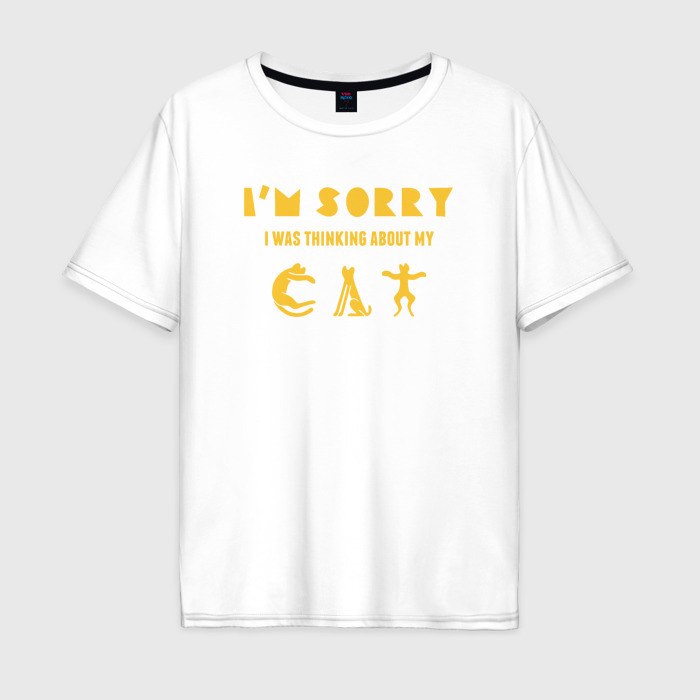 Мужская футболка хлопок Oversize Я думал о коте фото