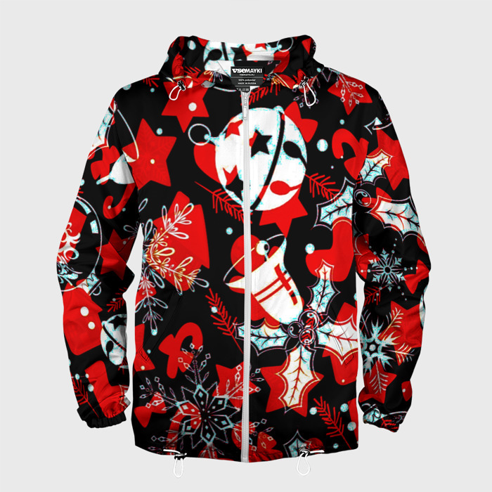 Мужская ветровка 3D Рождественские паттерны орнамент фото
