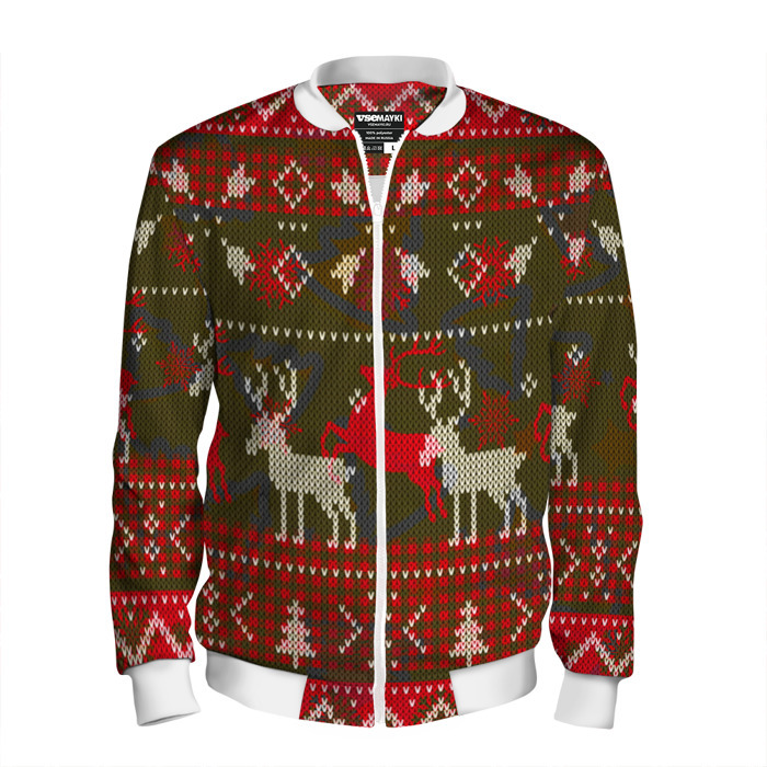 Мужской бомбер 3D Рождественский орнамент фото