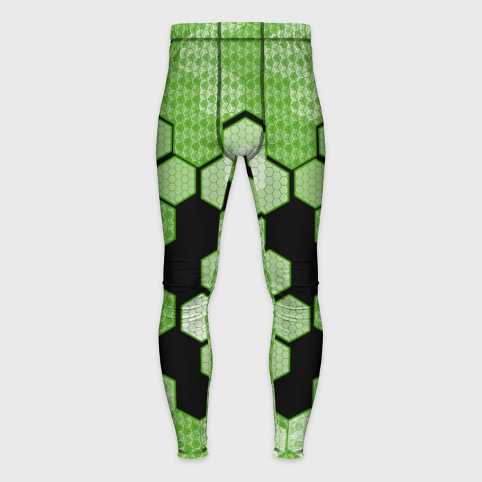 Мужские тайтсы 3D Зелёная кибер броня hexagons фото