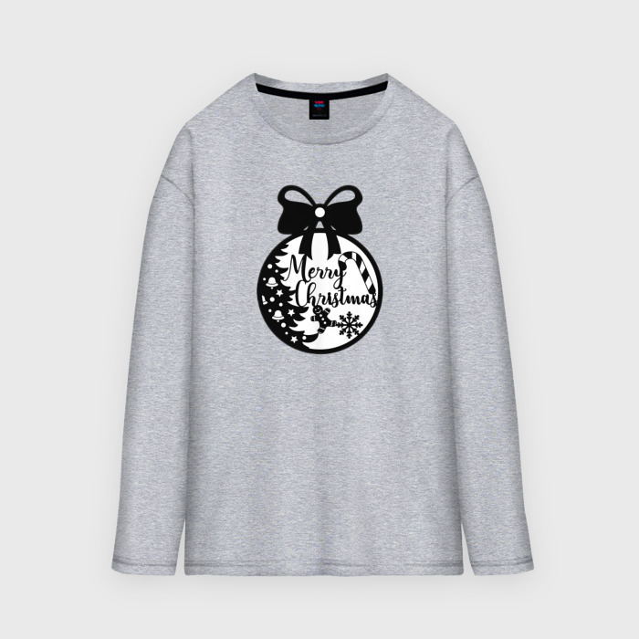 Мужской лонгслив oversize хлопок Новогодний бант фото