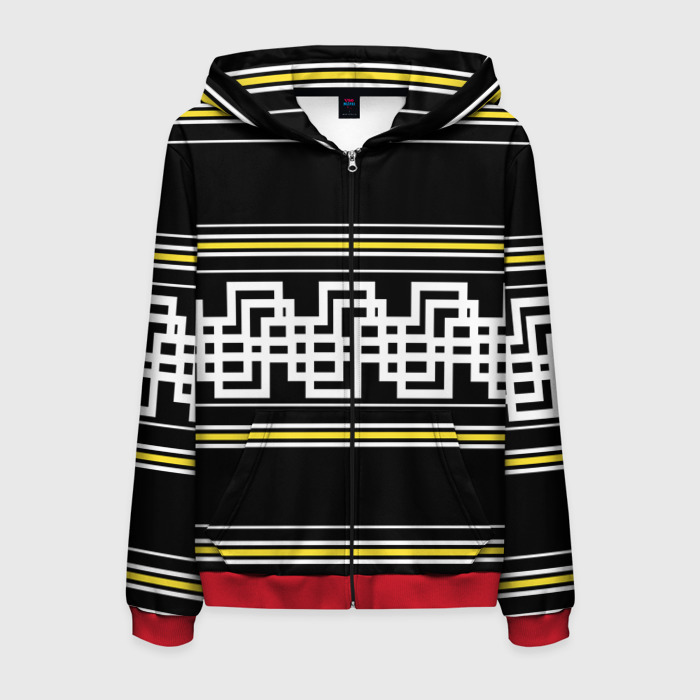 Мужская толстовка 3D на молнии Греческие линии жёлтые и белые фото