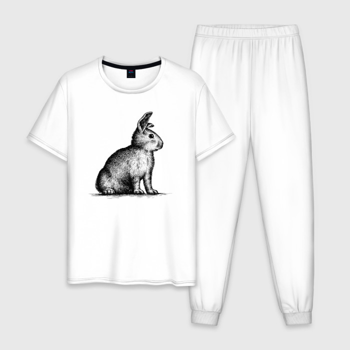Мужская пижама хлопок Кролик сбоку фото