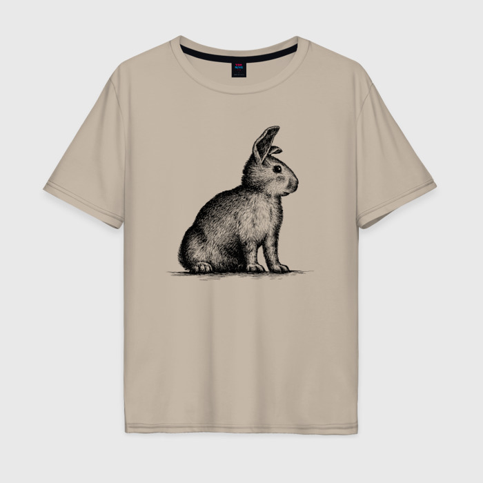 Мужская футболка хлопок Oversize Кролик сбоку фото