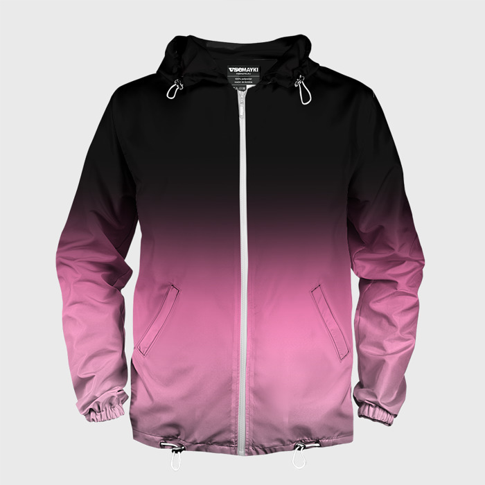 Мужская ветровка 3D Черно розовый градиент фото