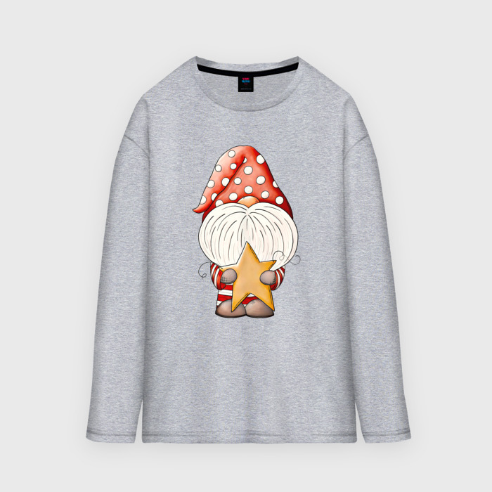 Мужской лонгслив oversize хлопок Гном со звездой фото