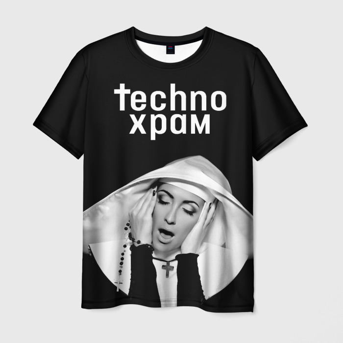 Мужская футболка 3D Techno храм эмоциональная монашка фото
