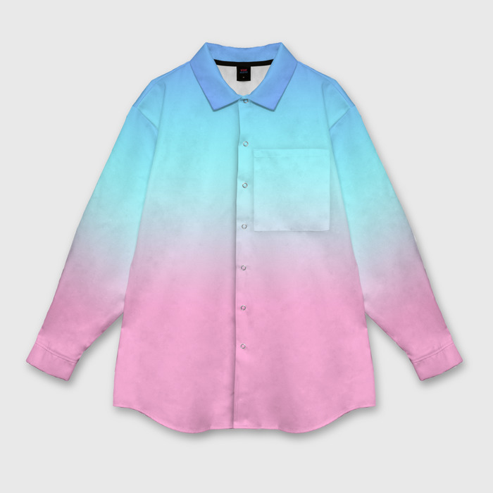 Мужская рубашка oversize 3D Синий и голубо розовый градиент фото