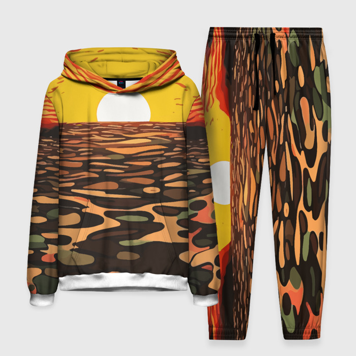 Мужской костюм с толстовкой 3D Камуфляжный закат фото