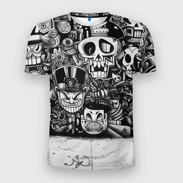 Мужская футболка 3D Slim Стена с граффити фото