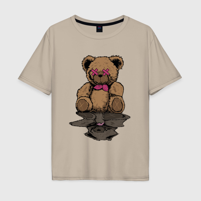 Мужская футболка хлопок Oversize Плюшевый медвежонок и его отражение фото
