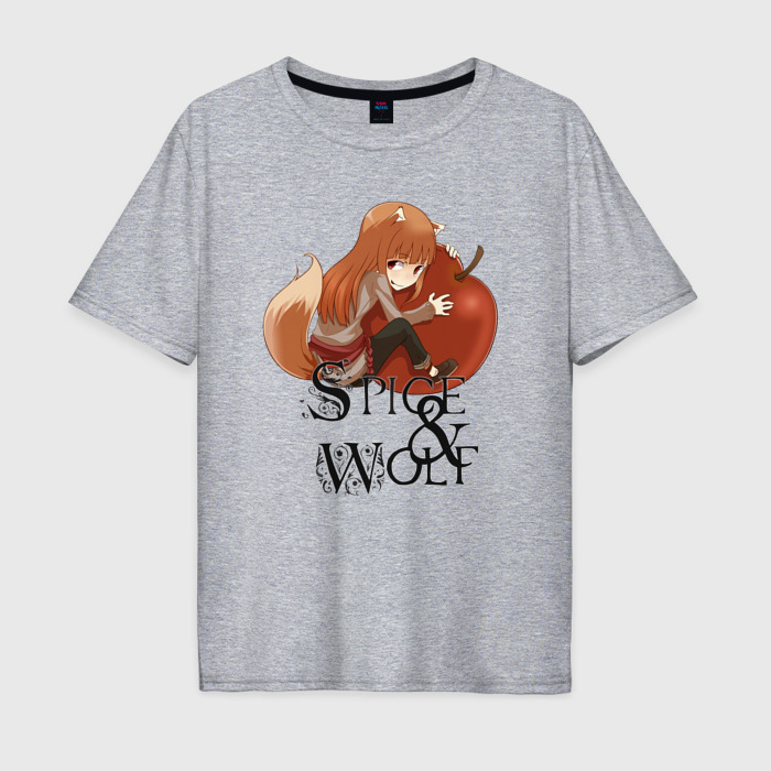 Мужская футболка хлопок Oversize Волчица и яблоко фото