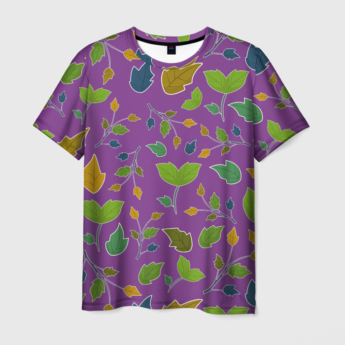 Мужская футболка 3D Веточки и листья фото