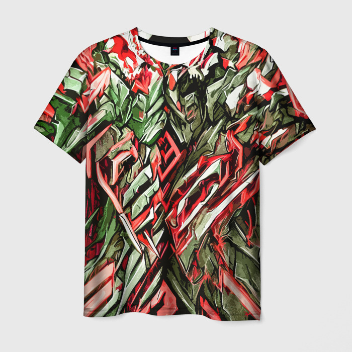 Мужская футболка 3D Адский каменный доспех красный фото